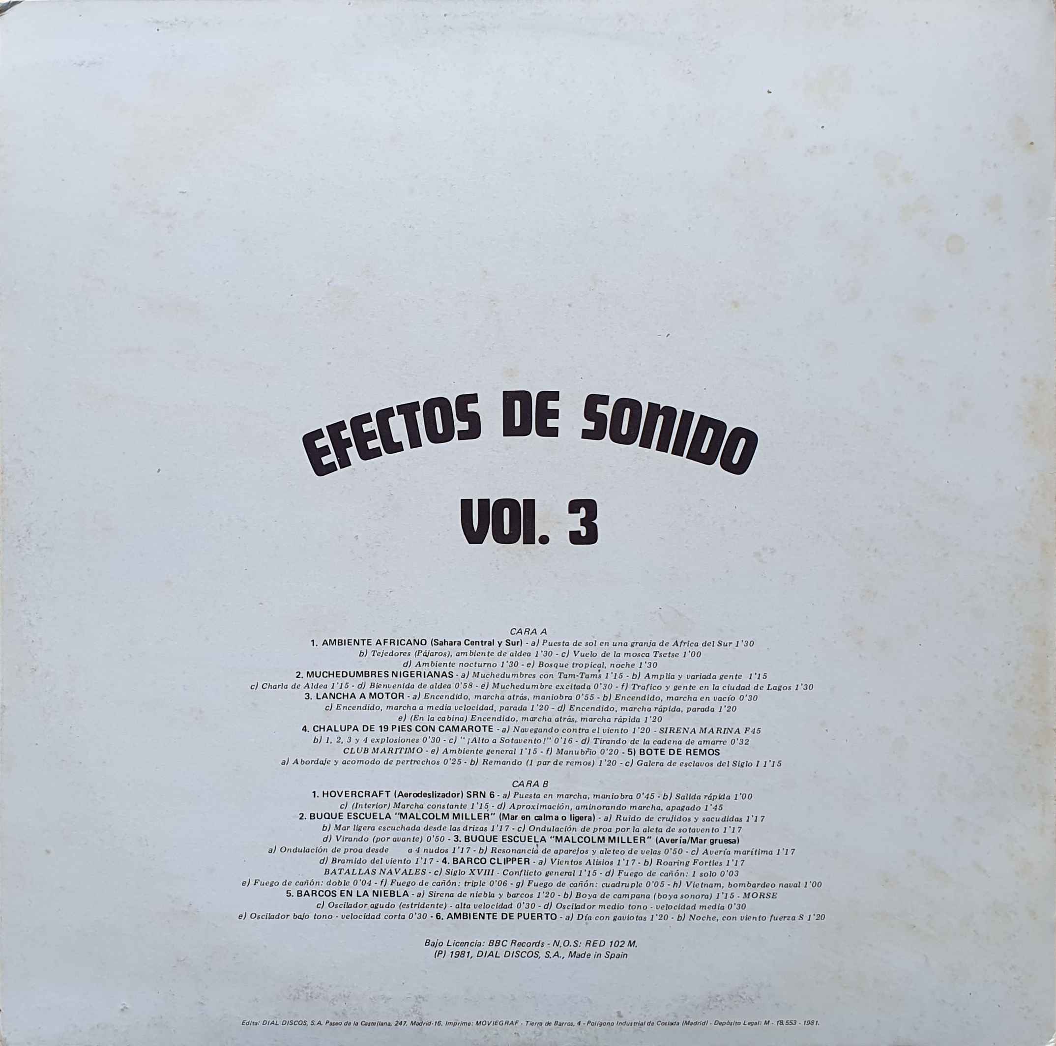 Picture of 51.0107 Efectos de sonido No 3 by artist Various from the BBC records and Tapes library